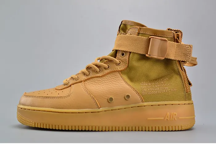 Nike SF Air Force 1 Mid  Elemental Gold Leather Shoes  AA3966-700